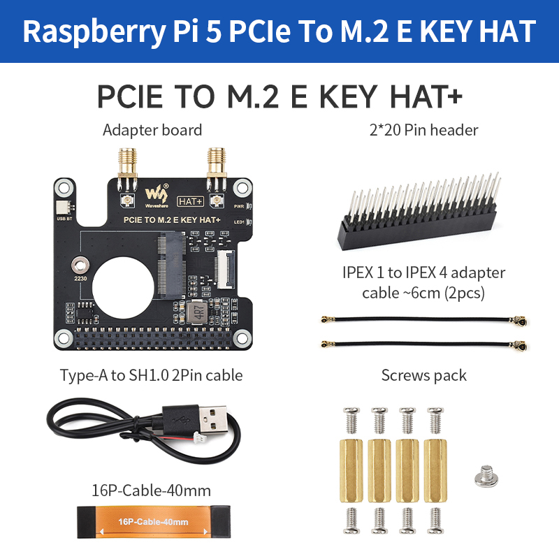 Raspberry Pi Keyboard - PCIe - M.2 Eキー HAT+ボード NGFF