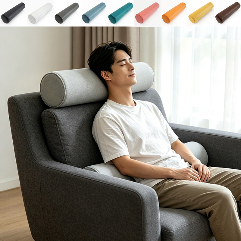 Office Tech Desk - 大型多用途円筒形ネックボルスター枕、防水取り外し可能カバー付きフォームクッション、オフィスデスクでの昼寝、車での旅行、ヨガに最適