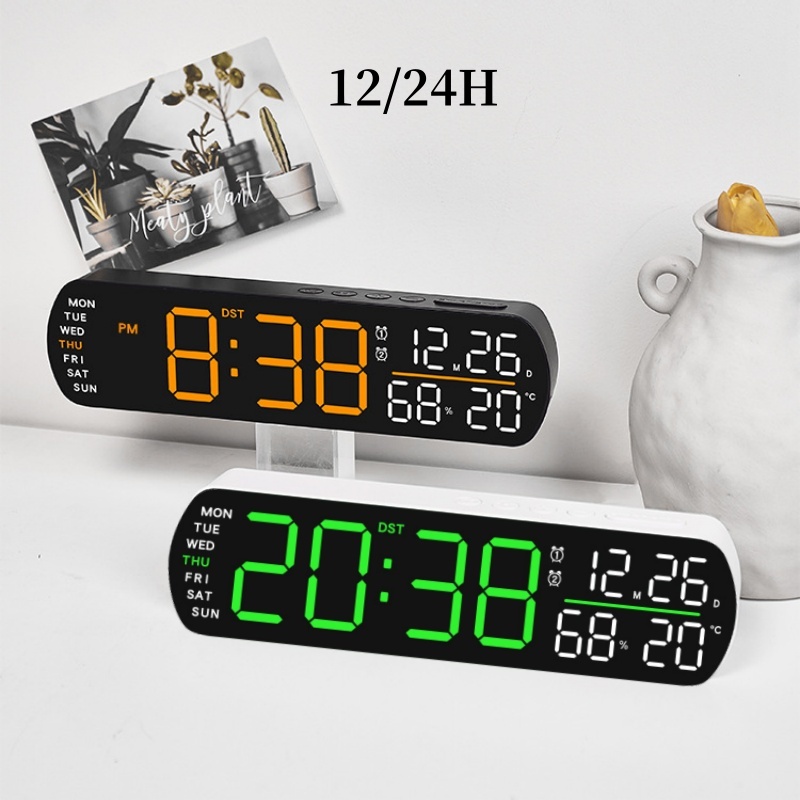 Digital Timer Countdown - LEDアラームクロック 温度・湿度・日付・曜日表示 デュアルアラームタイマー カウントダウン DST スヌーズ