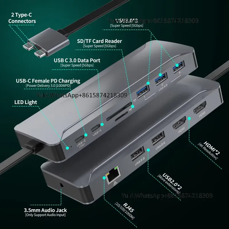 ホットセール中 デュアルディスプレイ対応 Type-C to - Docking Station Usb C のレビューと価格