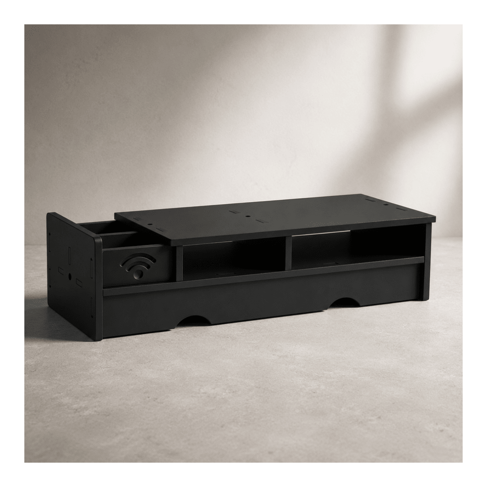 ブラックマット WiFiルーター収納ボックス コンパクトデス - Office Tech Desk のレビューと価格